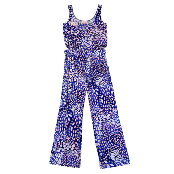 Lilly Pulitzer‎ NENA JUMPSUIT Size XS Beckon Blue Sparkling Grotto Velour - Picture 1 of 12